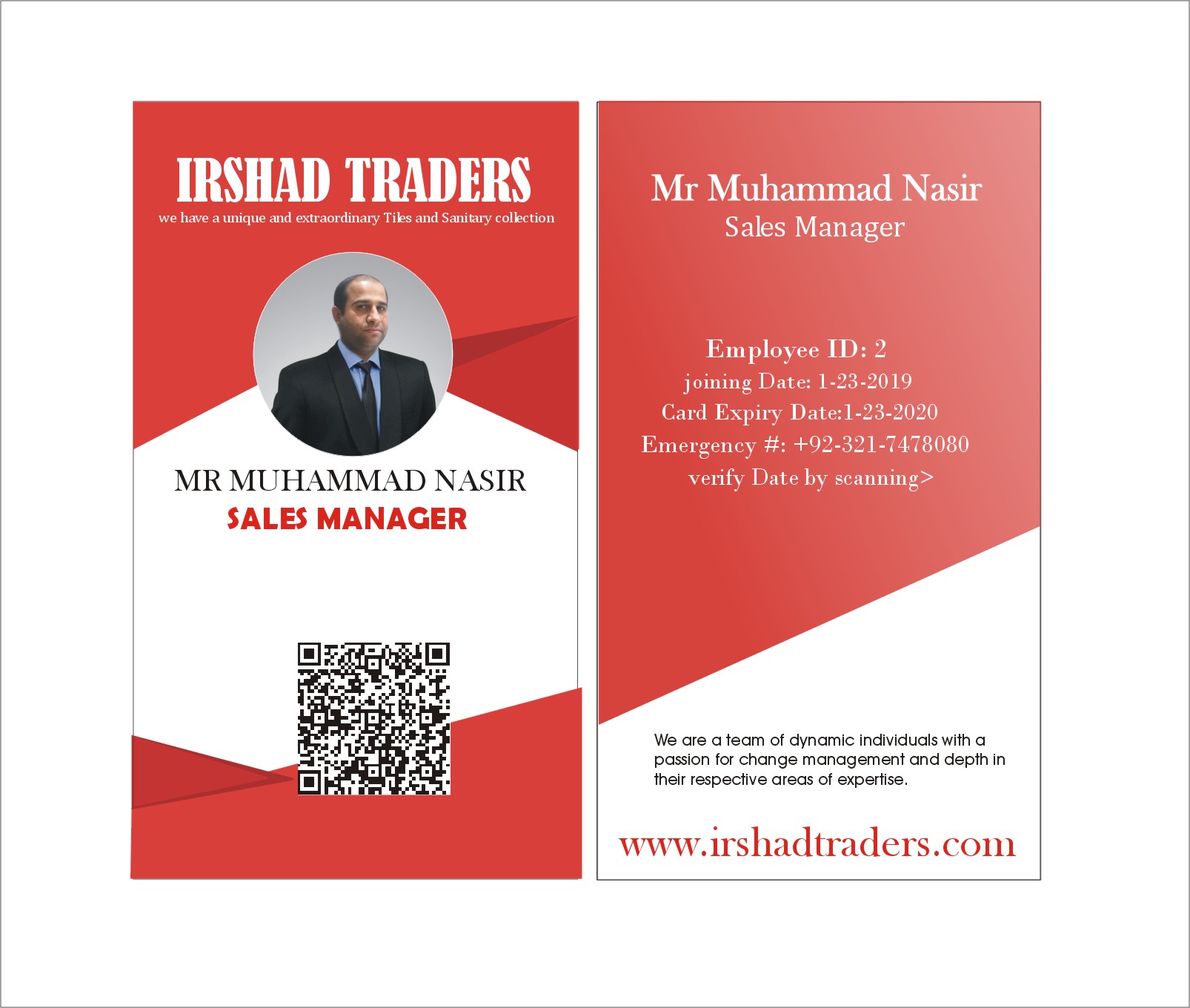 2 side Employee card